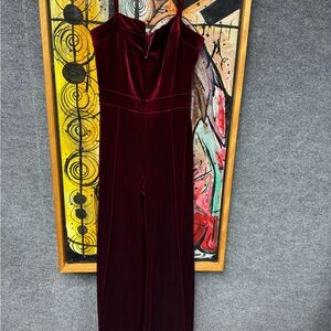 Elegant Velvet Jumpsuit in Rich Burgundy